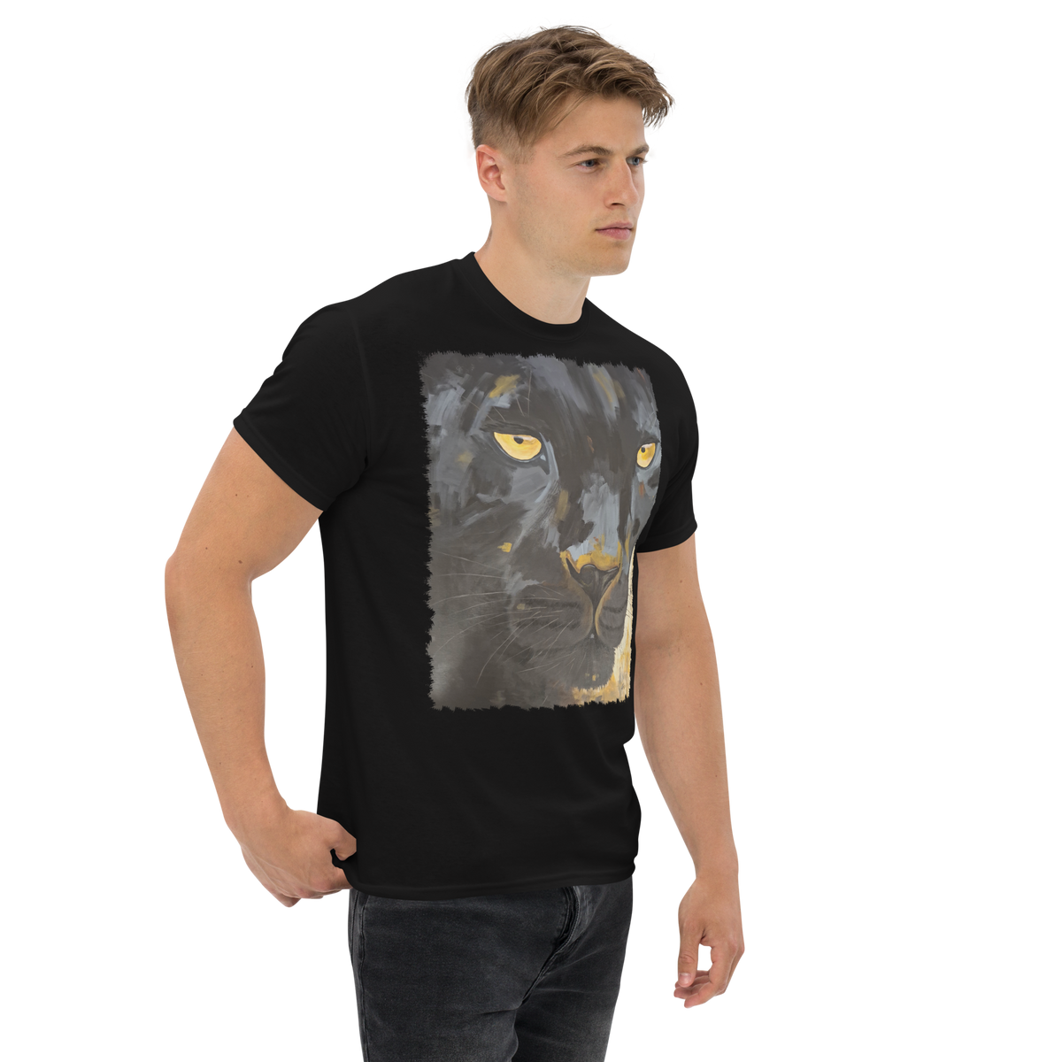 Unisex Panther Art T-Shirt – Midnight Gaze | Original Artwork by AnaKor Design