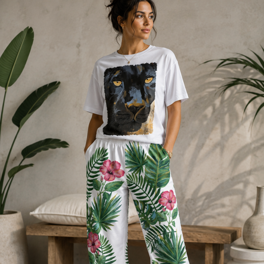 Unisex Panther Art T-Shirt – Midnight Gaze | Original Artwork by AnaKor Design